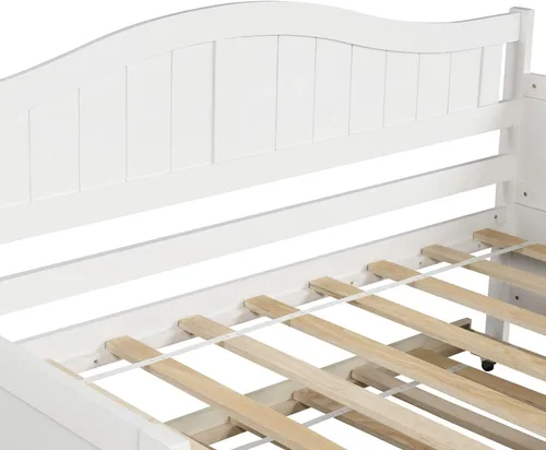 Vista 6 de Sofá cama individual con nido, marco de sofá cama de madera tamaño individual, sofá cama de madera para dormitorio, sala de estar, soporte