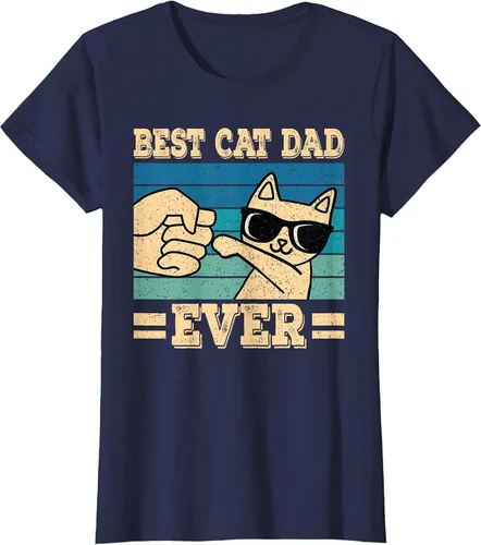 Vista 49 de Best Cat Dad Ever Vintage Funny Cat Lover Retro Men T-Shirt Asphalt Grey