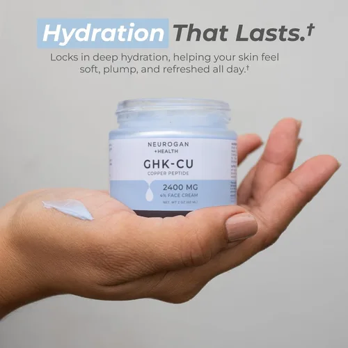 Vista 4 de Neurogan GHK-Cu Copper Peptide Face Cream 4% de péptidos para firmeza de la piel e hidratación profunda Hidratante facial diario con 2400 mg