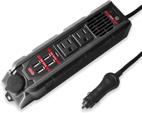 Vista 9 de BYGD Inversor de corriente de coche de 150 W para vehículos, DC 12 V a 110 V CA adaptador de enchufe de coche convertidor de salida con 1 toma