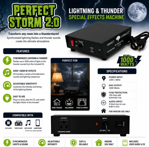 Vista 3 de Morris Perfect Storm Box Máquina de efectos de rayos y truenos