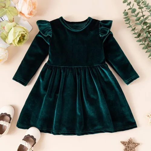 Vista 2 de Vestido de otoño de lino de algodón para niñas pequeñas, vestido de manga larga con flores para niñas