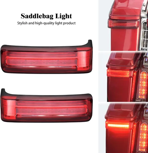 Vista 2 de Luces traseras de alforja para motocicleta, freno de marcha, lámpara LED de señal de giro apta para Harley Touring Street Glide Road Glide Road King