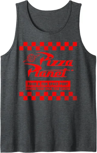 Vista 3 de Disney Pixar Toy Story Pizza Planet - Camiseta sin mangas con logotipo a cuadros, Azul / Patchwork, S Azul Marino