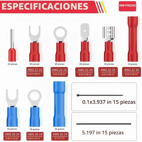 Vista 4 de Juego de herramientas para pelacables de 201 piezas, herramienta automática autoajustable de 8 pulgadas para AWG 10-24, pelacables automático 3