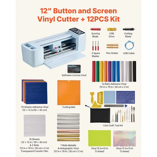 Vista 3 de Máquina de corte de vinilo de 12 pulgadas con biblioteca de diseño integrada, control de botón y pantalla, compatible con PNG/JPG/SVG, funciona