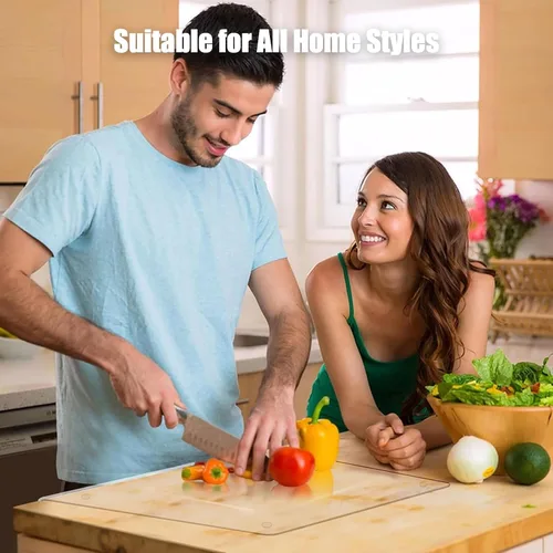 Vista 7 de Tabla de cortar de acrílico para encimera de cocina, tabla de cortar transparente para encimera con labio, tabla de cortar de acrílico transparente