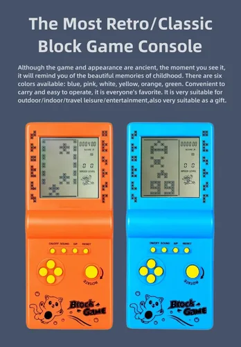 Vista 2 de Retro Classic Block Game Console Múltiples Juegos Ajustable Nivel/Velocidad Portátil Portátil Portátil Juego Ladrillo/Carreras/Tanque Batalla Puzzle