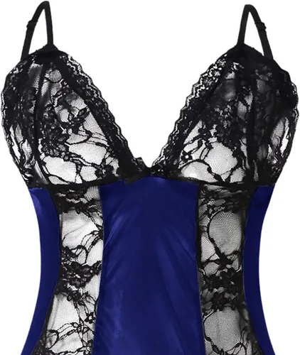 Vista 2 de XJYIOEWT Lingerie Set Simple Plus Size Lingerie Crotchless Women Sexy Lace Black Lingerie Thong Set Sleepwear Night Dre