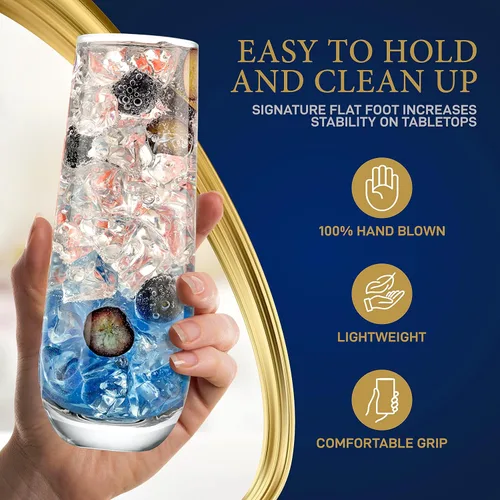 Vista 6 de Copas de champán sin tallo de 9.4 onzas, juego de 2 elegantes vasos de cristal transparente con borde estrecho, sin plomo, apto para lavavajillas