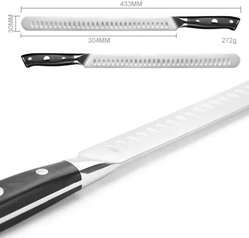 Vista 4 de Lifespace Cuchillo para tallar jamón y pechuga para barbacoa - Hoja de acero inoxidable de 12