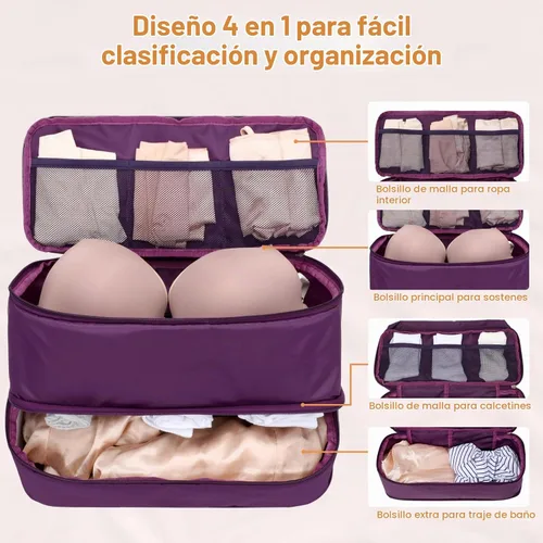Vista 3 de Cambond Travel Underwear Organizer Bag - Bra Organizers for Luggage Atractivo morado