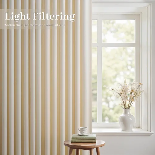Vista 7 de 2 paneles de cortinas plisadas de lino beige de 84 pulgadas de largo, para dormitorio y sala de estar, cortina plisada con ganchos y pestaña trasera