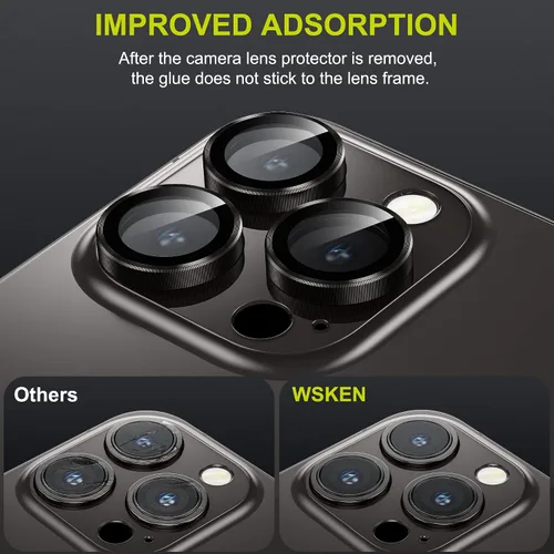 Vista 5 de WSKEN Protector de lente de cámara para iPhone 14 Pro/iPhone 14 Pro Max, [modo de disparo nocturno] Protector de pantalla de vidrio templado HD