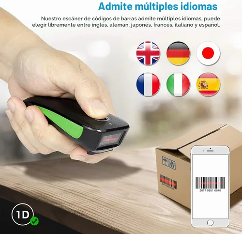 Vista 6 de Mini escáner de código de barras compatible con Bluetooth, lector de código de barras portátil de NETUM 1D CCD Bar Code Scanner, 2.4G Cordless