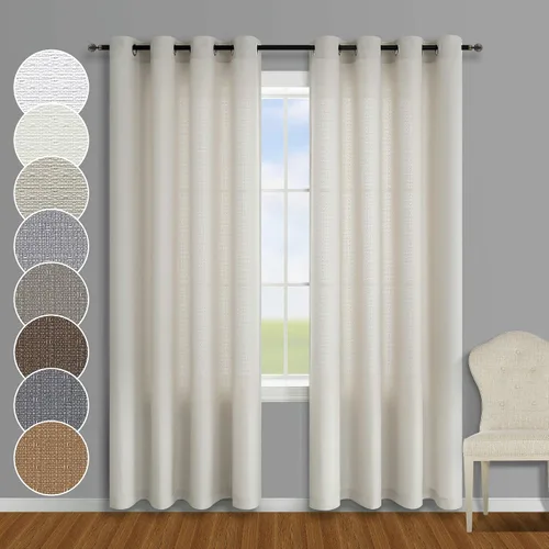 Vista 12 de KOUFALL - Cortinas transparentes con aspecto de lino