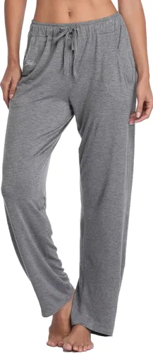 Vista 12 de Pantalones largos de modal, cómodos, con cordón ajustable, sueltos, de pierna recta, para yoga, correr, hacer deporte, con bolsillos