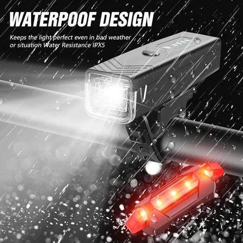 Vista 4 de WGGE Juego de luces recargables USB ultra brillantes, potente faro delantero y trasero para bicicleta, fácil de instalar para montar por la noche