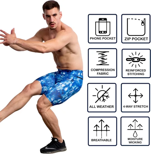 Vista 4 de Kapow Meggings Pantalones cortos de compresión para hombre con bolsillos