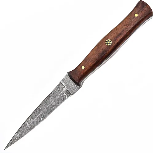 Vista 10 de PAL 2000 KNIVES DAM-2055 Cuchillo de caza hecho a mano de acero de Damasco de 8.4 pulgadas - Mango de micarta con funda Negro