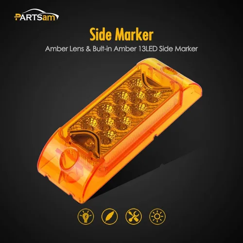 Vista 3 de Partsam 4 luces LED rectangulares de 6 x 2 pulgadas para remolque, luces direccionales, 13 luces LED rectangulares de 12 V para camión, remolque