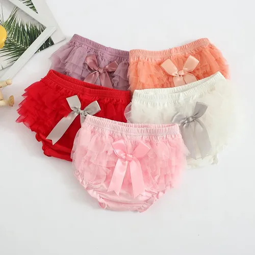 Vista 4 de HOVELL Pantalones cortos Bloomers para bebé, de tul con volantes, trajes de encaje