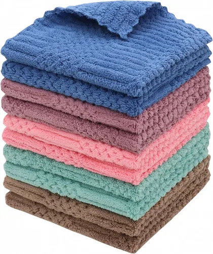 Vista 15 de Paño de Limpieza de Microfibra Sin Pelusas, Paquete de 10 Paños de Secado Rápido para Limpieza, Paños de Cocina Súper Absorbentes para Lavar Platos