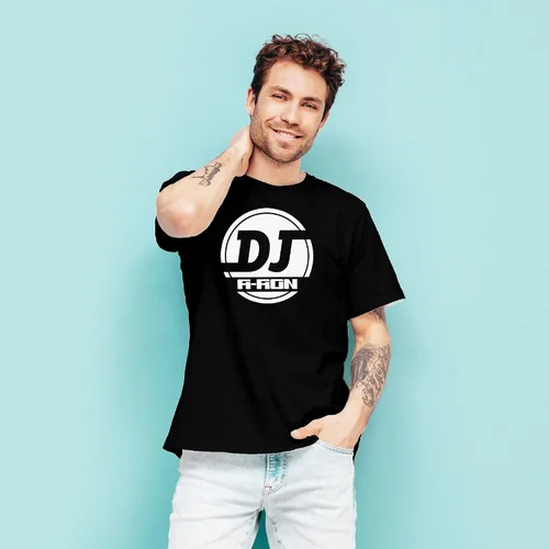 Vista 5 de Camiseta personalizada con el logotipo de DJ para hombre, añade tu nombre, Negro