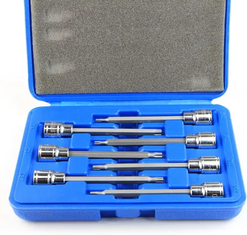Vista 2 de Stark USA Juego de llaves de vaso Torx Star Bit Extra Largas de 7 Piezas de 3/8" de 3/8", T10-T40, Estuche de transporte incluido