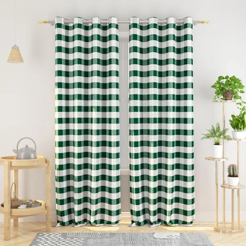 Vista 48 de Cortinas de 24 pulgadas de largo con diseño Buffalo Check Gingham Plaid para ventanas de cocina y baño, tratamiento para ventanas con 2 paneles
