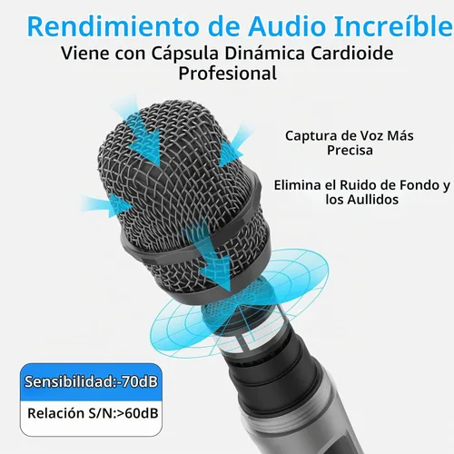 Vista 4 de Aveek Micrófono inalámbrico para karaoke, micrófono de mano profesional para cantar con receptor recargable, micrófono de karaoke inalámbrico