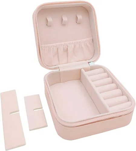 Vista 5 de Mini Estuche de Joyas, Pequeño Organizador de Joyas de Viaje, Caja de Joyas Portátil Mini Organizador de Almacenamiento Caja de Exhibición Para