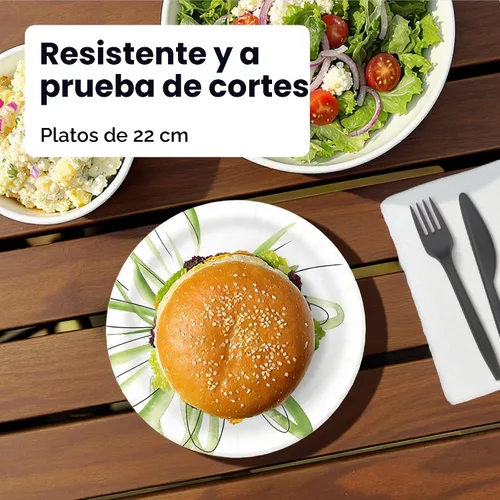 Vista 3 de Amazon Basics Platos de papel para uso diario, 8.62 pulgadas, desechables, 300 unidades, el embalaje puede variar