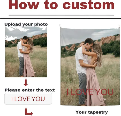 Vista 4 de CHENGYANG Pancartas y letreros personalizados para cargar imágenes de tapiz personalizado, tapiz personalizable para dormitorio, vertical de 27.6 x