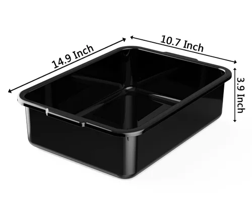 Vista 2 de Caja de 5 tinas de autobús comercial/bolsa de transporte, plástico negro con asas, lavabo 8 litros