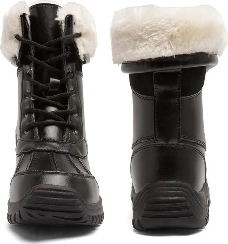 Vista 2 de Botas de invierno para mujer, impermeables, cálidas, con forro de piel sintética, botas de nieve para mujer, botas de nieve a la moda, botas de pato