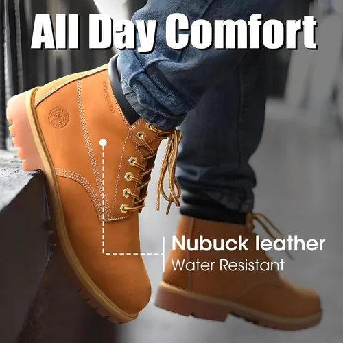 Vista 6 de Botas de trabajo para hombre de aceropunta suave, antideslizantes, de goma, resistentes a la construcción, aceite industrial, botas de construcción
