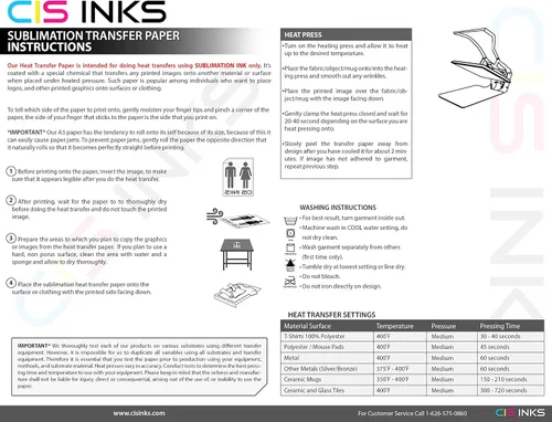 Vista 7 de CISinks - Papel de transferencia de tinta de sublimación A4 (100 hojas), papel de transferencia de calor de secado instantáneo de 8.27 x 11.7