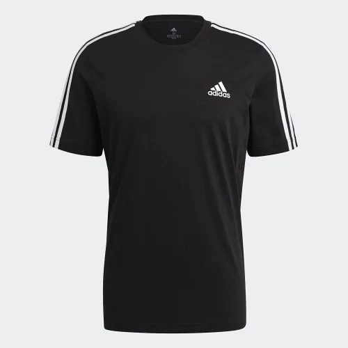 Vista 5 de adidas Camiseta Essentials de 3 rayas para hombre, Negro Blanco