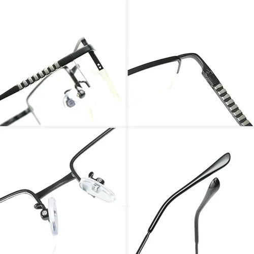 Vista 3 de Half Rimless Metal Eyewear Frames Blue Light Blocking Transparent Lens Business Glasses