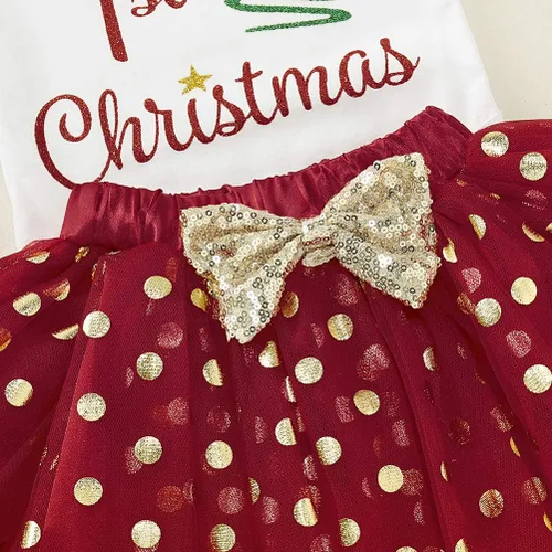 Vista 6 de Conjunto de 3 piezas de ropa de bebé niña de manga larga con diadema