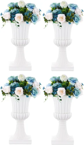 Vista 16 de NUPTIO Urn Planters for Front Porch: 19.7 Inch Set of 2 Black Pedestal Pots
