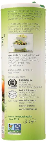 Vista 5 de A. Vogel Herbamare Sal marina sazonada – USDA Orgánica – Sal condimento infundida con 12 hierbas – 33% menos de sodio – Sin OMG – Sin gluten
