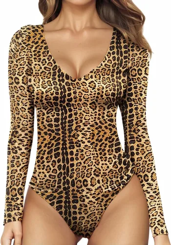 Vista 30 de MANGOPOP Body de manga larga y manga corta para mujer, cuello en V sexy, bodys ajustados para otoño, tops para salir 01-manga larga negro