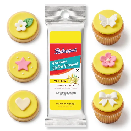 Vista 9 de Bakerpan Fondant negro enrollado prémium para decoración de pasteles, sabor a vainilla, 4.4 onzas (fabricado en Estados Unidos)