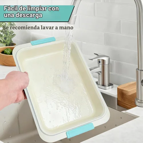 Vista 9 de Molde para hornear de 9 x 13 pulgadas con tapa, acero aluminizado, asas de silicona