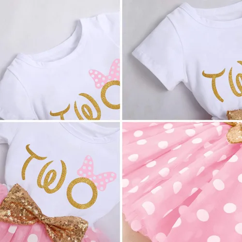 Vista 6 de IBTOM CASTLE Vestido de princesa con diseño de ratón y lentejuelas para niñas y bebés, disfraz elegante para sesión de fotos