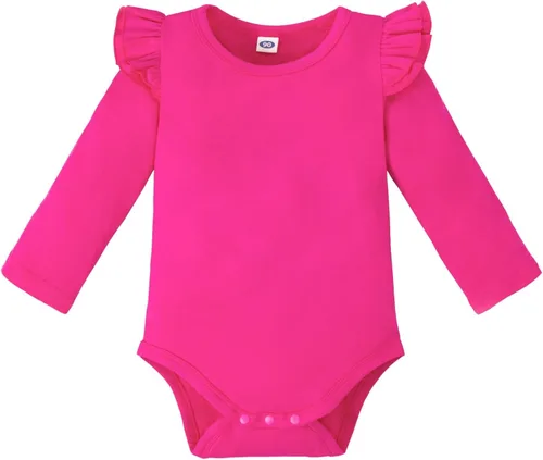 Vista 22 de Magic Park 0-24M Mameluco para bebé niña, traje de una pieza para bebé niña de color sólido, camiseta con volantes para niña, camiseta para bautizo