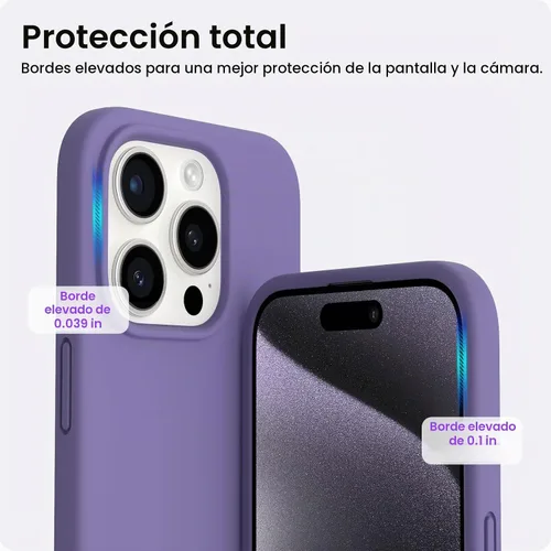 Vista 4 de ORNARTO Funda compatible con iPhone 15 Pro de 6.1 pulgadas, silicona líquida de 3 capas cubierta completa de goma de gel suave, funda protectora