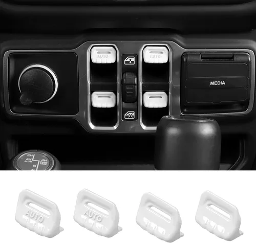 Vista 12 de Cubierta de botón para interruptor de ventana, accesorios interiores para Jeep Wrangler JL JLU y Gladiator JT 2018-2025 (verde)